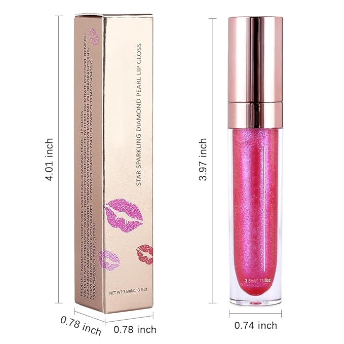 evpct 2Pcs Blush Red Pink Pearlescent Chameleon Shimmer Glitter Lipstick Lip Gloss, Long Lasting Waterproof Glitter Metallic Sparkly Glossy Lip Gloss Tint Stain Liquid Lipsticks Makeup Set for Women