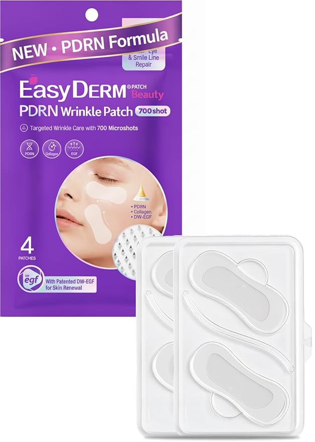 Easyderm PDRN Patch - Under Eye & Smile Line Care, 4 Patches, K-Beauty Korean Skincare with Collagen & EGF, Smile lines treatment, PDRN Eye mask, Special care, Stocking Stuffer Holiday Gift