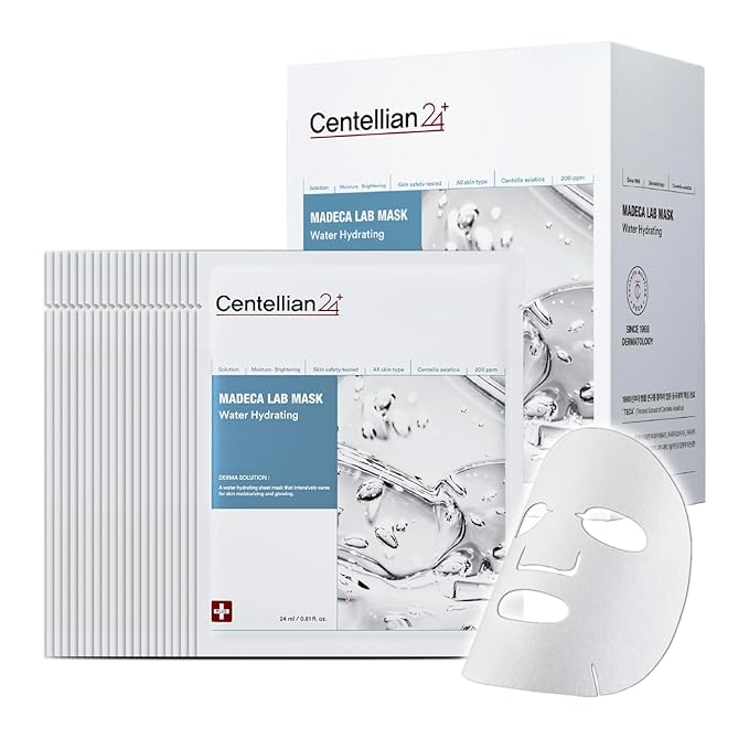 CENTELLIAN 24 Madeca Mask (Water Hydrating, 20pc) - Face Mask Sheet for Deep Hydration, Sun Damage with Centella Asiatica, TECA, Niacinamide, Ceramide. Korean Skin Care for Men Women by Dongkook