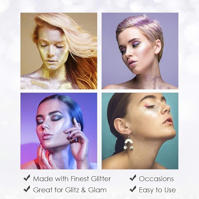 Jerome Russell Temporary Hair and Body Glitter Color Spray, Travel Spray, Lightweight, Adds Sparkly Shimmery Glow, Perfect to use On Hair, Skin, or Clothing, 2.2 oz - Silver x 3 Pack