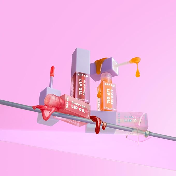 Naked Sundays SPF50 Go & Glow LIP OIL Trio - Hydrating Lightweight Lip Gloss with SPF Protection for Soft & Glossy Lips, Non-Sticky, Vegan (Watermelon