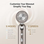 Dreame Pocket Pro Hair Dryer, Dual Voltage Travel Blow Dryer with Diffuser, 1300W Professional HighSpeed Ionic Hair Blower, Fast Drying, Low Noise, Lightweight, No Heat Damage, Global Travel 120V/240V