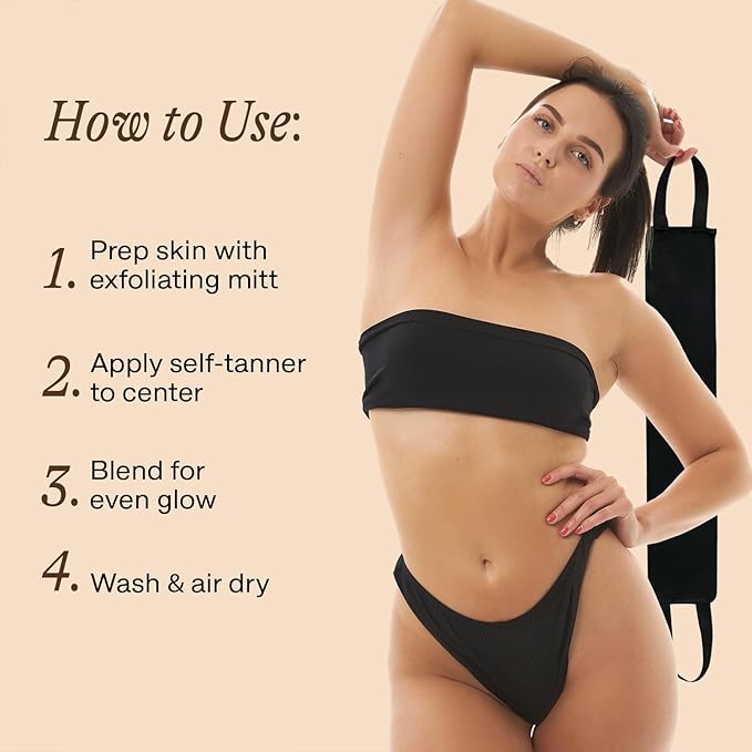 Self Tanner Back Applicator - Ultra Soft Sunless Tanning Applicator for the Perfect Streak-Free Fake Tan, Velvety Soft Tanning Lotion Applicators, Reusable, Use With Any Self Tan Product