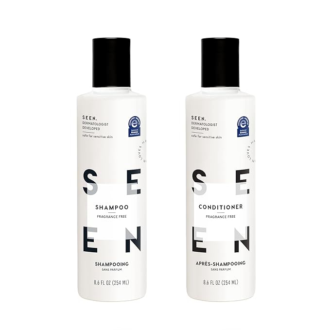 SEEN Shampoo & Conditioner Bundle, Fragrance-Free - Non-Comedogenic & Hair Care - Dermatologist-Developed, Safe for Sensitive, Eczema & Acne-Prone Skin