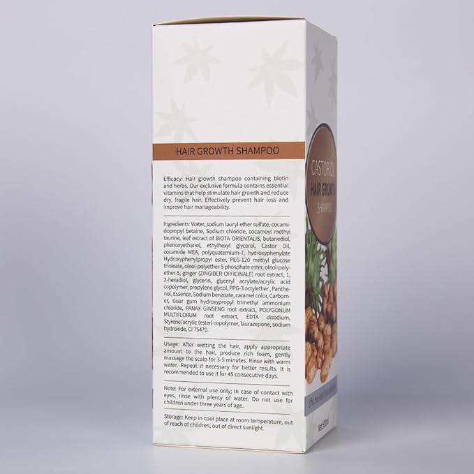 Silvercell Castor Oil Shampoo for Hair Growth, Prevents Hair Loss, Strengthens Hair Roots, Nourishes Dry Hair, Thickening Shampoo for Women & Men, 16.91 fl.oz, Beige