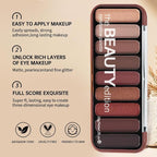 Rosy Brown Eyeshadow Palette for Mature Eyes – 9 Matte & Shimmer Shades in Taupe Nude, Dusty Rose, Copper Rose & Plum Brown, High Pigment & Blendable Daily Natural to Soft Smokey Looks