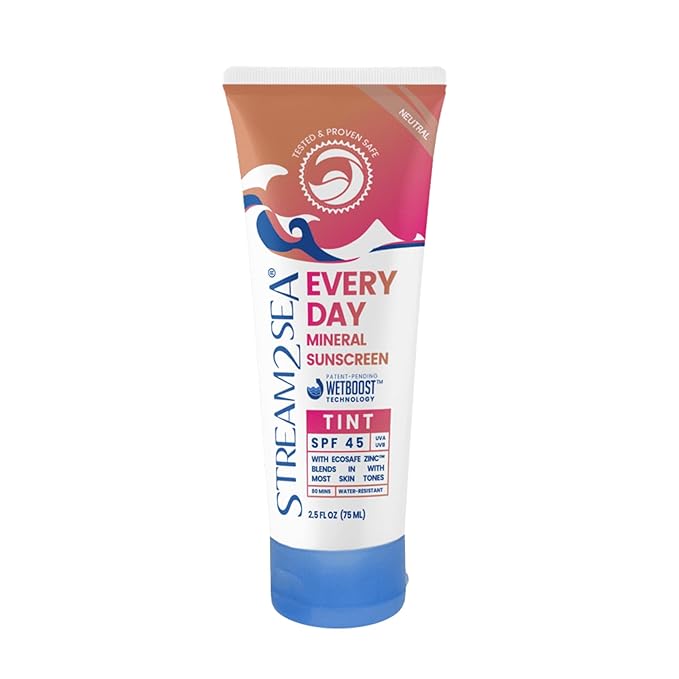 SPF 45 Every Day Tint Mineral Sunscreen | 2.5 Fl Oz Biodegradable, Paraben Free & Reef Safe | Non-Greasy Tinted Sunscreen For Face & Body Protection Against UVA & UVB