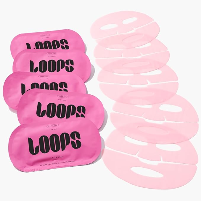 LOOPS DOUBLE TAKE - Hydrogel Korean Face Mask - Calms & Soothes Skin’s Surface - Helps Refine Pores - For All Skin Types - Gifts for Women, Stocking Stuffer - 5 pc