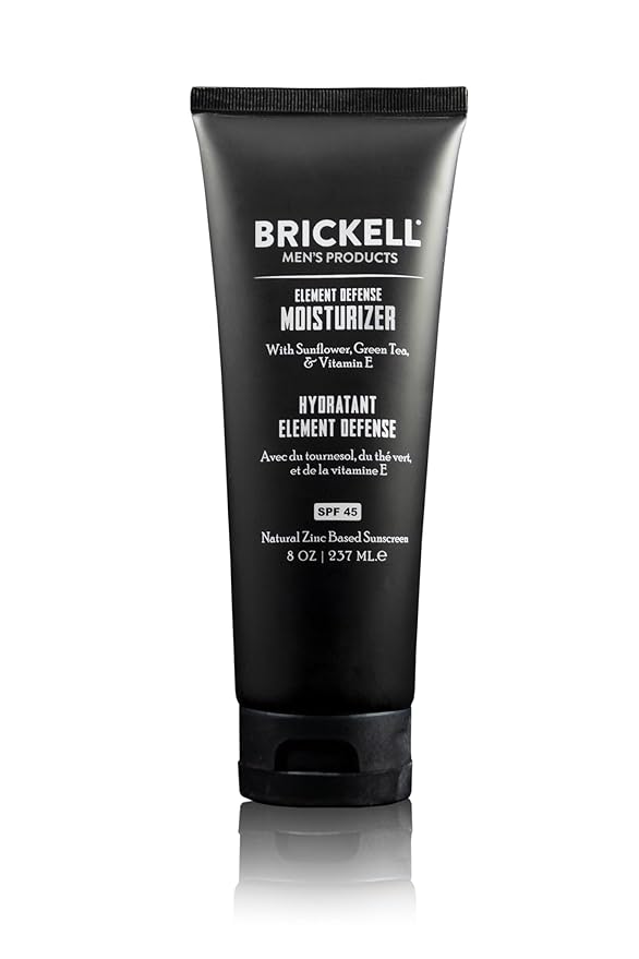 Brickell Men's Element Defense SPF45 Moisturizer for Men, Natural & Organic, Zinc Oxide Mineral Sunscreen, Hydrates and Protects Skin Against UVA/UVB Rays, 8 Ounce, Unscented
