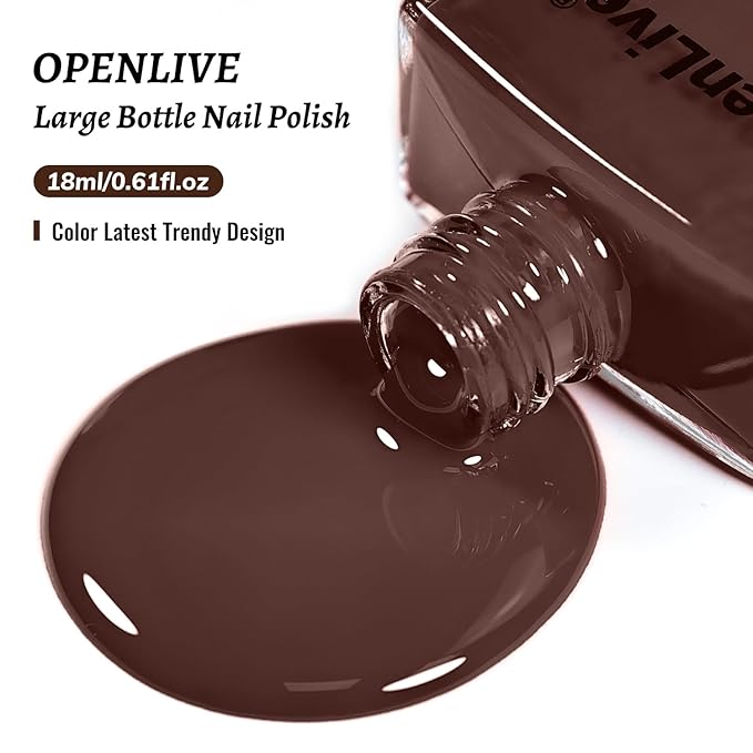 18ml Brown Nail Polish Large Volume Quick Drying Nail Polish, Fast Drying and Long Lasting Color Nail Art DIY Home Manicure Gift for Women