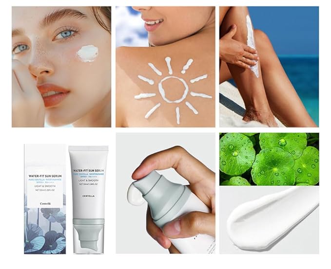 2 Pcs Centella Sunscreen SPF 50, Centella Water-Fit Sun Serum, Long-Lasting Protection, Nourishing Skin Protection and UV Defens.