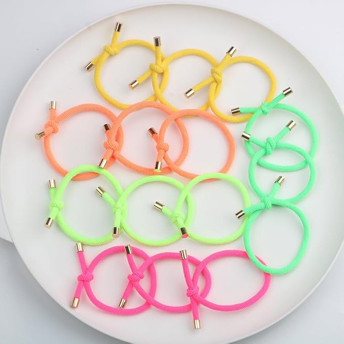 15PCS Elastic Hair Tie Elastics Knotted Hair Ties Ponytail Holders for Women Girls Stretchy Elastic Hair Rubber Bands for Thin Thick Wavy Curly Straight Long Hair (Mixed Colors)