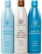 Ovation Hair Moisturizing 3-Step Bundle for Dry Hair with Moisture Shampoo & Conditioner, Cell Therapy Hair Growth & Healthy Scalp Treatment - Nourish, Smooth, Detangle & Hydrate Dry or Brittle Hair