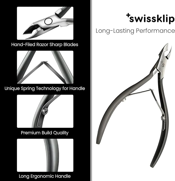 Swissker by Swissklip Cuticle Trimmer, Cuticle Remover, White Elephant gifts, Cuticle Nippers, Cutter, Nail Nipper used along with Cuticle Pusher Tool, Nail Cuticle Trimmer