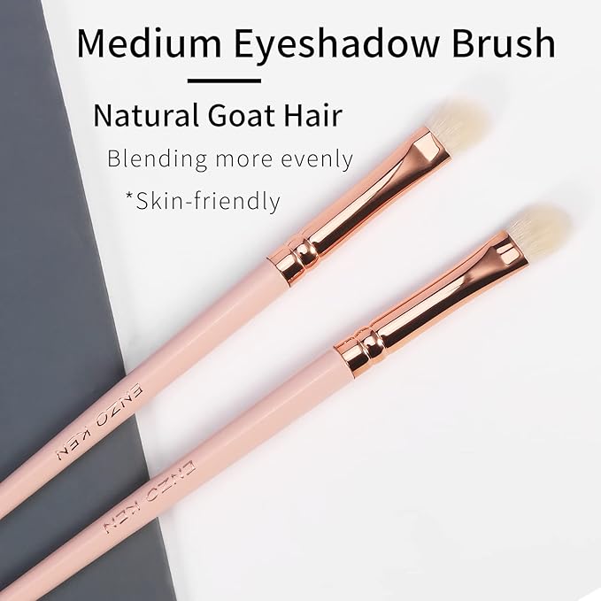 Medium Smudge Eye Shadow Brush - Natural Goat Hair Eyeshadow, Shader and Smudge Brush. Single, Pink. E403M
