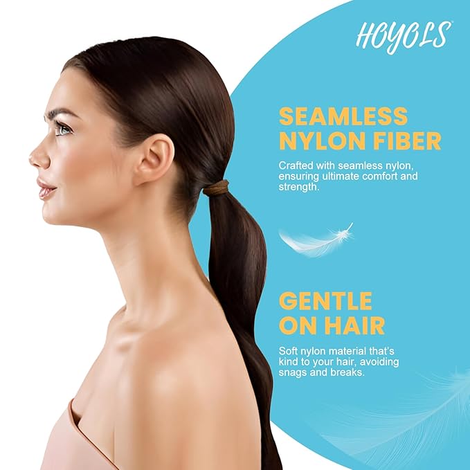 HOYOLS Soft Large Ponytail Holder for Women’s Elastic Hair Ties Hair Bands No Slip No Damage Seamless Scrunchies Headbands 100 Pcs (Sparkling Amber)
