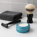 24 Pack 2 Ounce Screw Top Aluminum Tin Jar with Screw Clear Lid and Blank Labels, Refillable 60ml Metal Containers for Lip Balms, Candles, Salves, Spices, Crafts (Lake Blue)