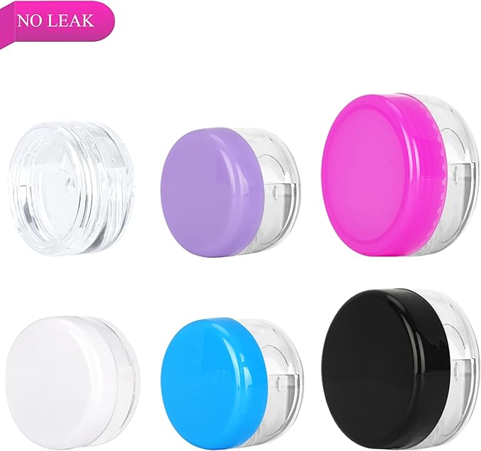 200PCS 5 Gram Sample Containers, 5ml Empty Jars with Lids, Small Cosmetic Containers, Mini Sample Jars with 16PCS Mini Spatulas for Make Up, Oils, Lotion, Powder, Paint, Jewelry, Lip Balms(Pink Lid)