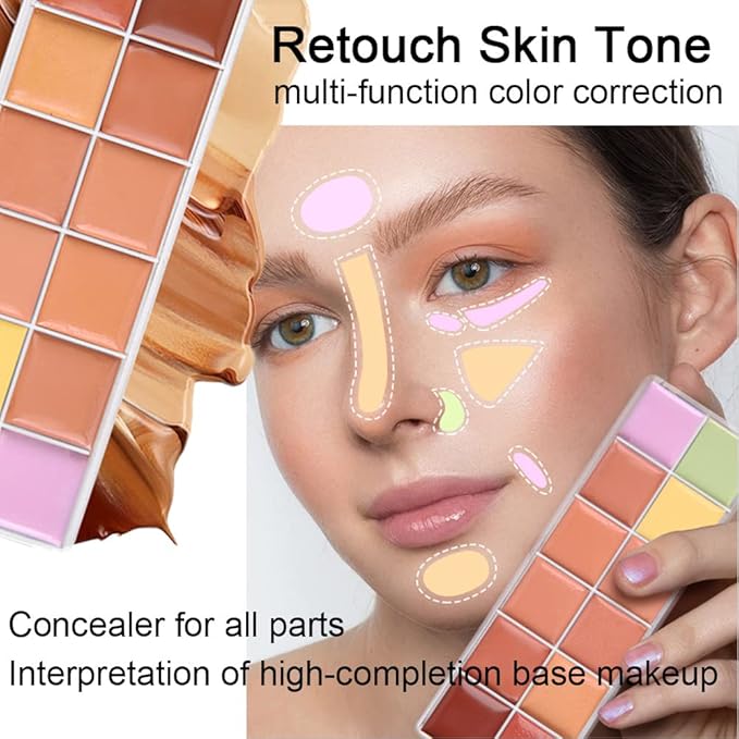 12 Color Correcting Concealer Palette With Concealer Brush, Correcting