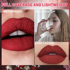 evpct 1Pcs Dark Red Matte Liquid Lipstick Lip Stain Sets for Women, Skull Face Deep Red Matte+Lipstick Long Lasting Permanent 24 hr Hours Magic Lipstick 24 Hours original Waterproof, 15#