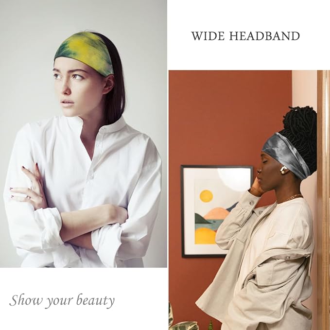 Headbands For Women Workout Wide Headband Yoga Head Bands For Women's Hair Accessories Fashion Band Tie Dye 6 Pack