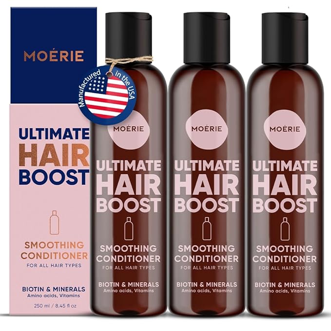 Moerie Ultimate Hair Growth Conditioner – For Longer, Thicker, Fuller Hair - Vegan Friendly Volumizing Hair Products – Paraben & Silicone Free – All Hair Types – Reverse Hair Loss – Triple Set