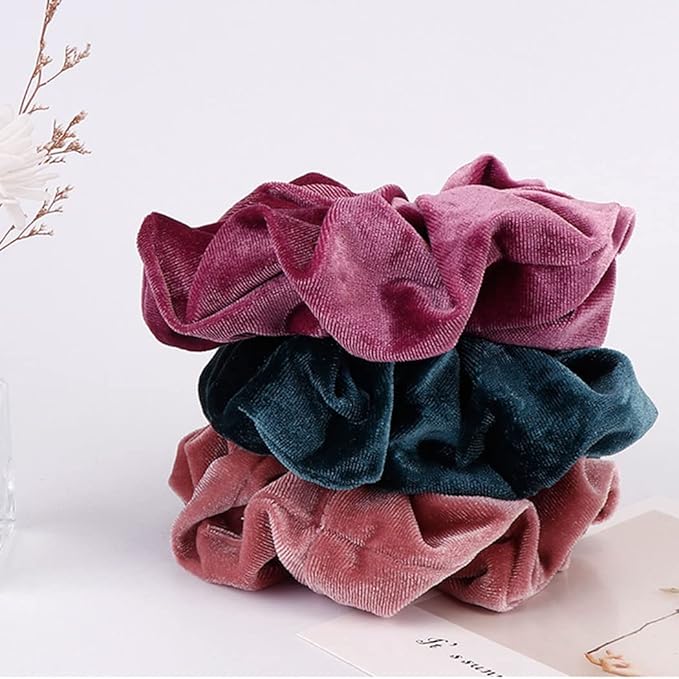 Senllori Scrunchies for Women, 12 Pcs Velvet Scrunchies for Hair, Classic Elastic Thick Scrunchy Hair Bands Ties, Soft Ropes Ponytail Holder Hair Accessories