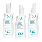 BU SPF 50 Sunscreen Spray for Face and Body, Fragrance Free, Clear Non Aeorsol, Non Greasy and Water Resistant (3-pack)