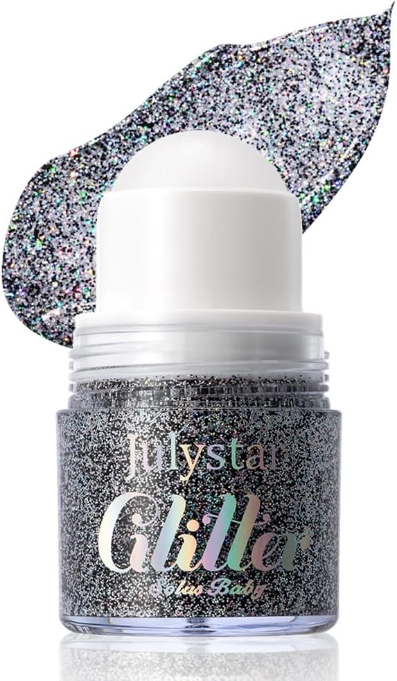 Roll-on Face Body Glitter Gel for Women Kids, Holographic Chameleon Color Glitter Gel Long Lasting Shimmer Makeup for Singer Concerts Music Festival Halloween Rave Accessories (#3 Stardust)
