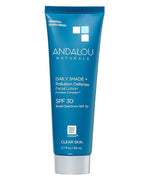 Andalou Naturals Clear Skin Mineral Face Sunscreen SPF 30 - Daily Shade Pollution Defense Facial Sunblock Lotion with Zinc Oxide - Lightweight, Non-Greasy, Non-comedogenic, Fragrance-Free - 2.7 fl oz