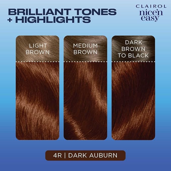 Clairol Nice'n Easy Permanent Hair Dye, 4R Dark Auburn Hair Color, Pack of 3