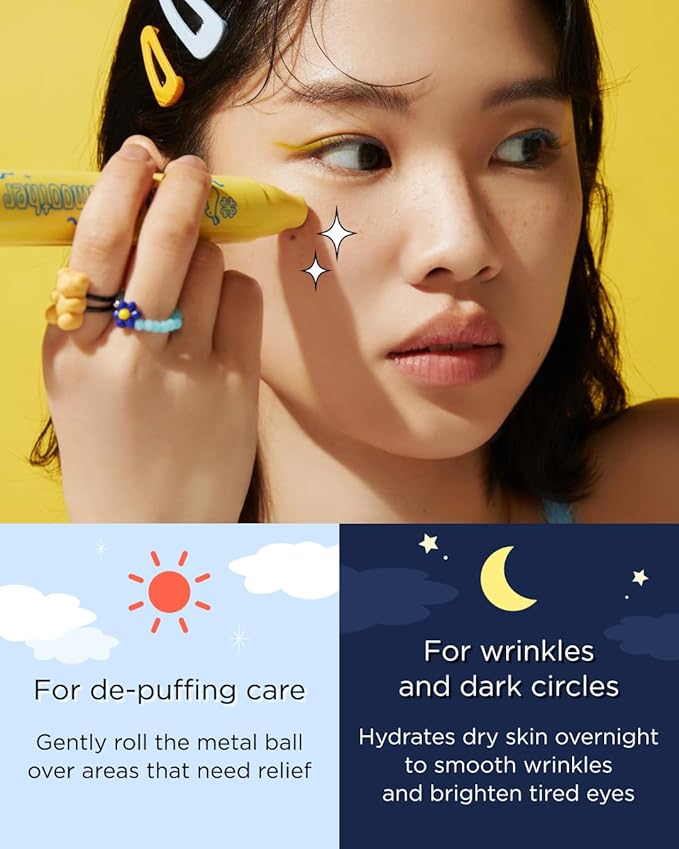 CHASIN' RABBITS Bunny Line Smoother Eye Cream Roller, 0.5 Fl Oz, Eye Serum with Surgical Steel Cooling Stick, Under Eye, Vegan, Korean Skincare