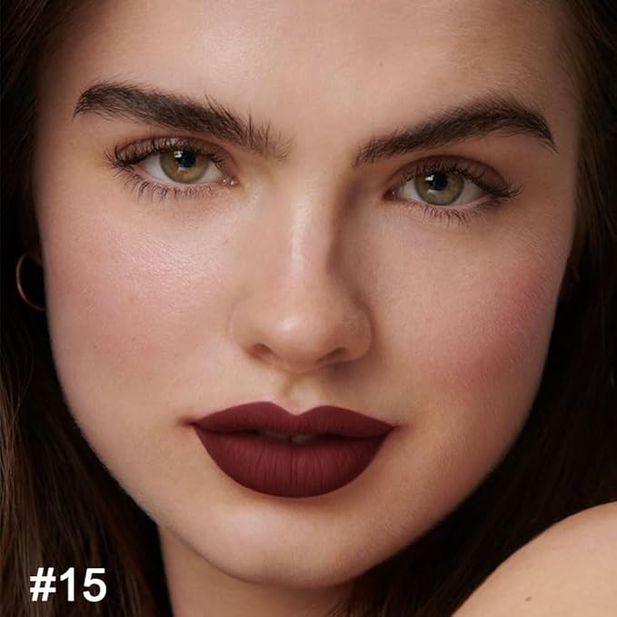 Kaely 2-in-1 Dark Deep Red Lip Liner & Lipstick Set Kit for Women, Matte Lips Kit with Lip Liner Lip Stains Long Lasting Waterproof 24 Hour Lipstick and Lip Liners Combo Lipliners Pencil Set 15