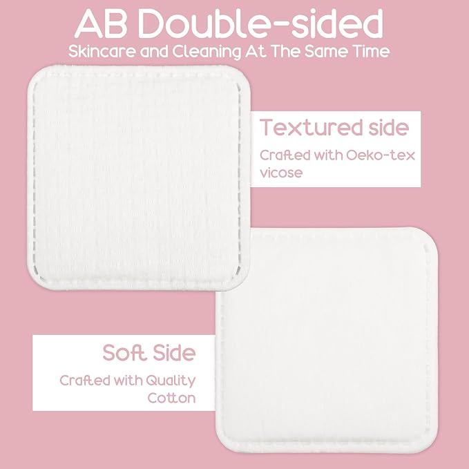 240 Count Large Cotton Pads, Makeup Remover Pads Square Disposable Cotton Soft Rounded Corners Lint-Free with Pressed Seam Design for Facial Cleansing Daily Skin Care