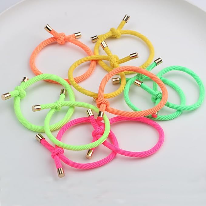 15PCS Elastic Hair Tie Elastics Knotted Hair Ties Ponytail Holders for Women Girls Stretchy Elastic Hair Rubber Bands for Thin Thick Wavy Curly Straight Long Hair (Mixed Colors)