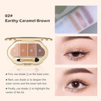 Nude Eyeshadow Palette 4 Colors, Caramel Brown Neutral Matte Glitter Eye Shadow Quad, High Pigment Long-Wear Non-Fallout Texture, Easy-Blend Daily Makeup Palette for Office & Natural Looks, 2#