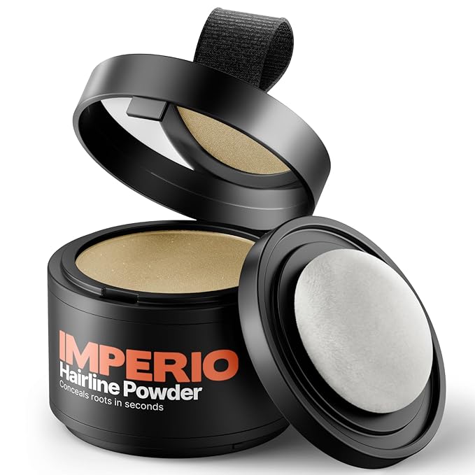 IMPERIO Root Touch Up Hair Powder for Concealing Hair Loss instantly - Hairline Powder for Women & Men - Water resistant Root Cover Up for Thinning Hair in Premium Hairdressing Quality (Medium Blonde)