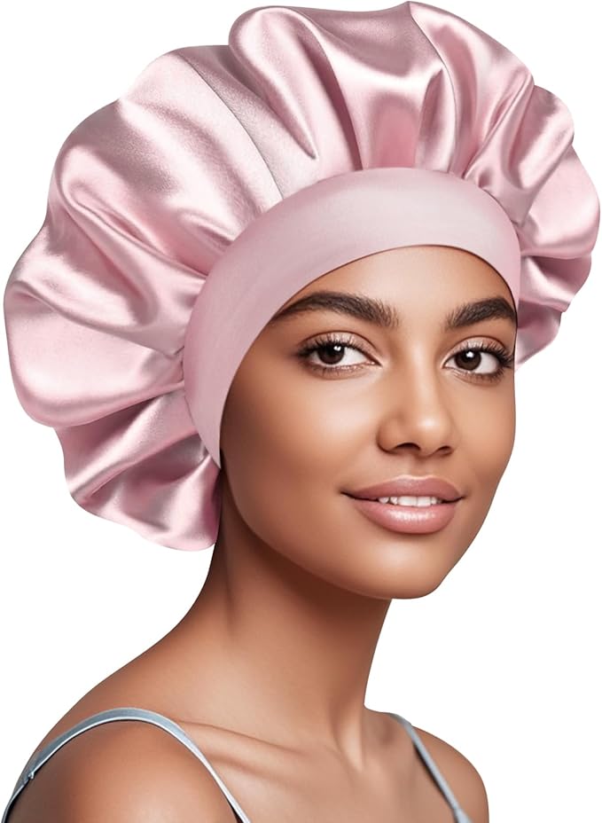 Satin Silk Bonnet for Sleeping, Soft Satin Lined Hair Bonnet for Women, Double Layer Sleep Nightcap