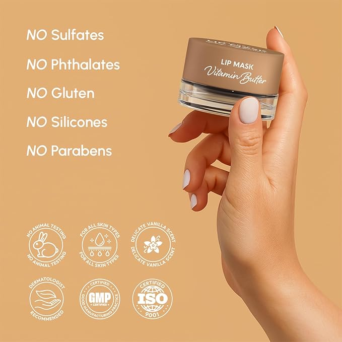 MAREE Lip Mask Overnight - Vanilla Lip Moisturizer For Very Dry Lips - Hydrating Lip Butter with Collagen, Shea Butter & Jojoba Oil - Day & Night Lip Treatment Sleeping Mask - Hidratante de Labios