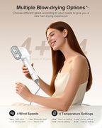 Hair Dryer, 220,000 RPM Dual High-Speed Brushless Motors Blow Dryer for 6X Fast Drying, 500 Million Negative Ionic Hair Dryers for Long Thick Hair, Low-Noise 4 Temps /4 Speeds