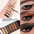 Gold Nude Brown Eyeshadow Palette – 9 Matte & Shimmer Shades in Frosted Ivory, Latte, Rose Bronze, Golden Copper & Deep Cocoa – High Pigment, Blendable, Long-Lasting Natural to Glam Smokey Eye Looks