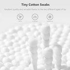 2000pcs Tiny Cotton Buds, with Round & Spiral, Suitable for Baby Ear Nose Clean,Cosmetics,Personal Hygiene