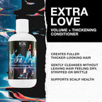 IGK EXTRA LOVE Volume & Thickening Shampoo and Conditioner Set | Lightweight + Supports Scalp + Balance Oil | Vegan + Cruelty Free | 8 Oz