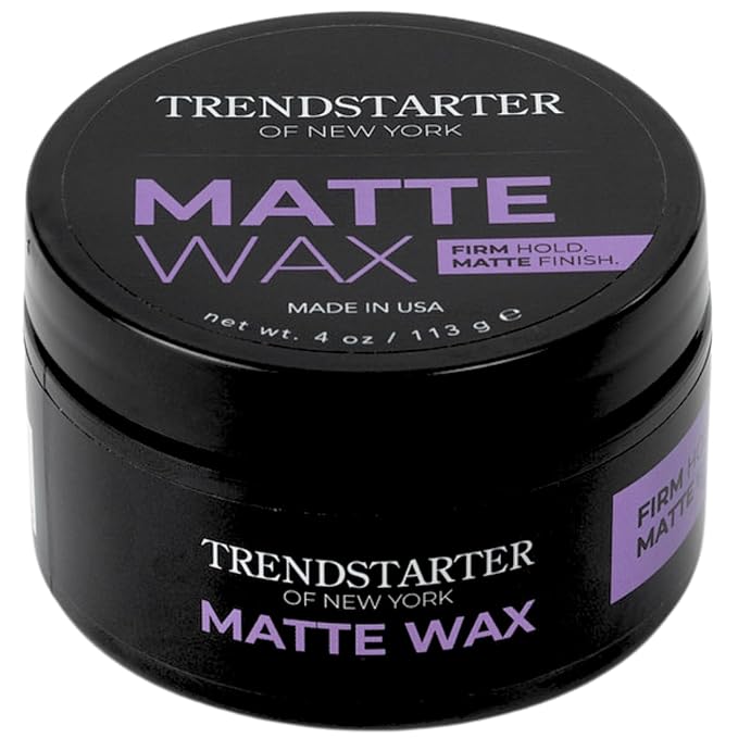 TRENDSTARTER - MATTE WAX (4oz) - Firm Hold - Matte Finish - Water Based All-Day Hold Hair Styling Pomade – Flake-Free Styling Wax for All Hair Types
