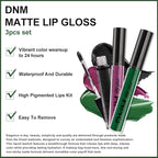 evpct 3Pcs Dark Black Grape Plum purple Emerald Green Matte Liquid Lipstick Lip Stain Sets for Women Matte+Lipstick Long Lasting 24 hr Hours Magic Lipstick 24 Hours original Waterproof 18#