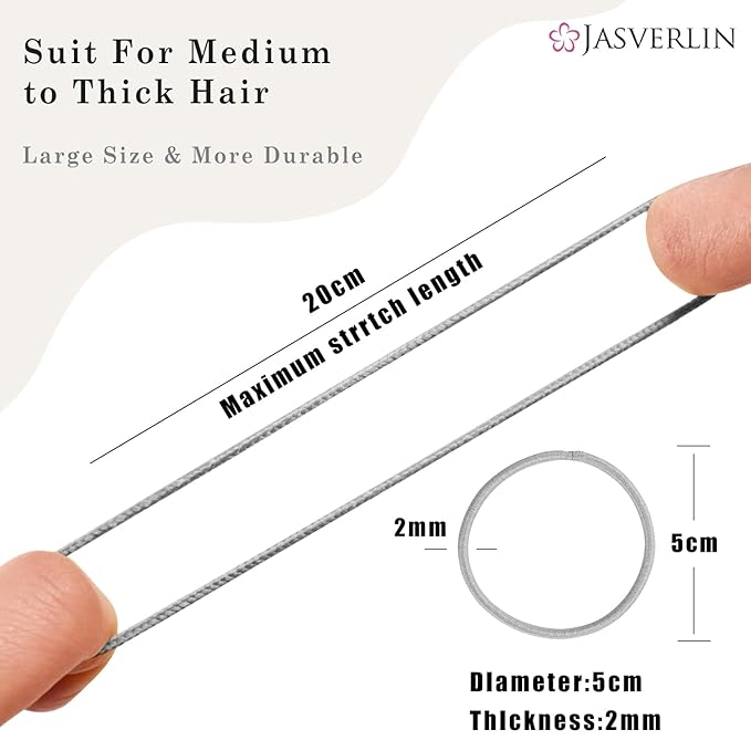 2MM Light Gray Hair Ties, No Slip Damage-free Hair Elastics Ponytail Holders for Women Girls Men, Rubber Bands Ties for Thin Fine Medium Thick Long Curly 80 Pieces