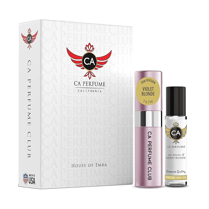 CA Perfume Duo Impression of Violet Blonde For Women Perfume Layering Set Long Lasting Travel Size EDP + Body Oil Roll-On Bottle 0.27 Fl Oz+0.33 Fl Oz