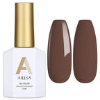 AILLSA Brown Gel Nail Polish Dark Chocolate Brown Gels Polish Fall Winter Color Nail Polish Natural Neutral High Gloss Soak Off U V Gel Nail Salon DIY Holiday Gifts 0.5 Fl Oz/GF07