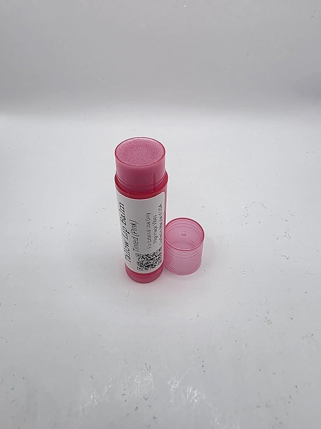 Tallow Lip Balm (3 Pack) (Tinted Pink) Handmade Grass Fed Beef Tallow Lip Balm with Nourishing Oils (Pink)
