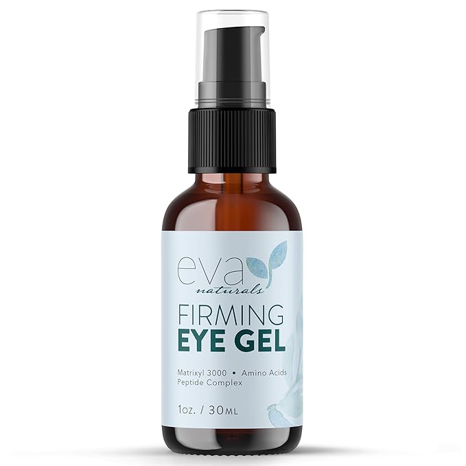 Eva Naturals Eye Gel for Dark Circles, Bags & Puffiness – Anti-Aging Serum with Peptides, Hyaluronic Acid & Botanicals – Firming Under Eye Treatment for Wrinkles, Fine Lines & Tired Skin – 1 oz
